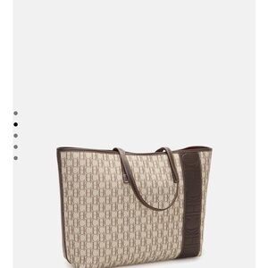 Carolina Herrera Brown Monogram Canvas Tote Bag new